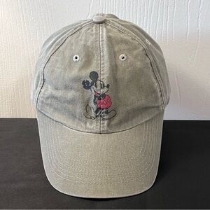 Gray Mickey Mouse Adult Cap Disney Parks Faded Green Adjustable